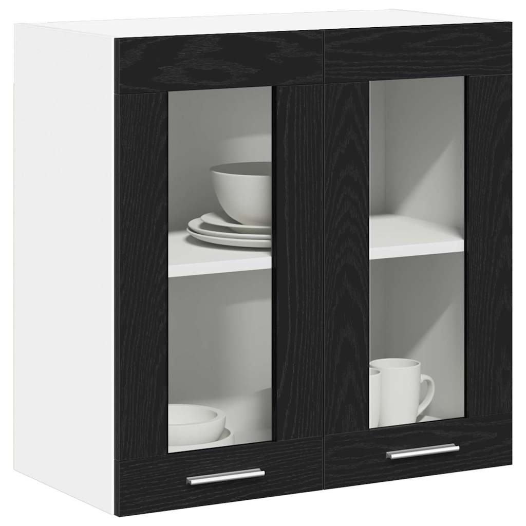 Hanging Glass Cabinet with Shelf Riga Black oak 60 x 31 x 60 cm